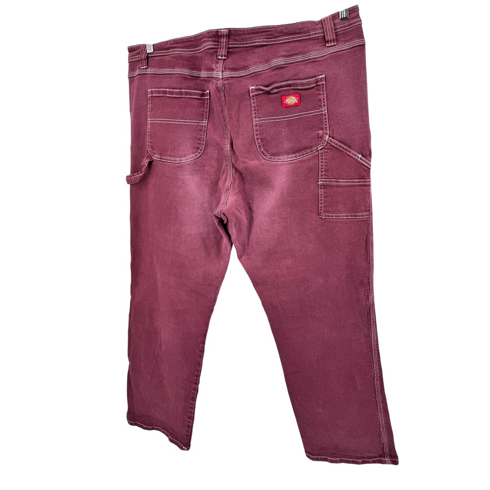 Dickies Girl Carpenter Pants Women 24 Burgundy Contrast Stitch High Rise Utility